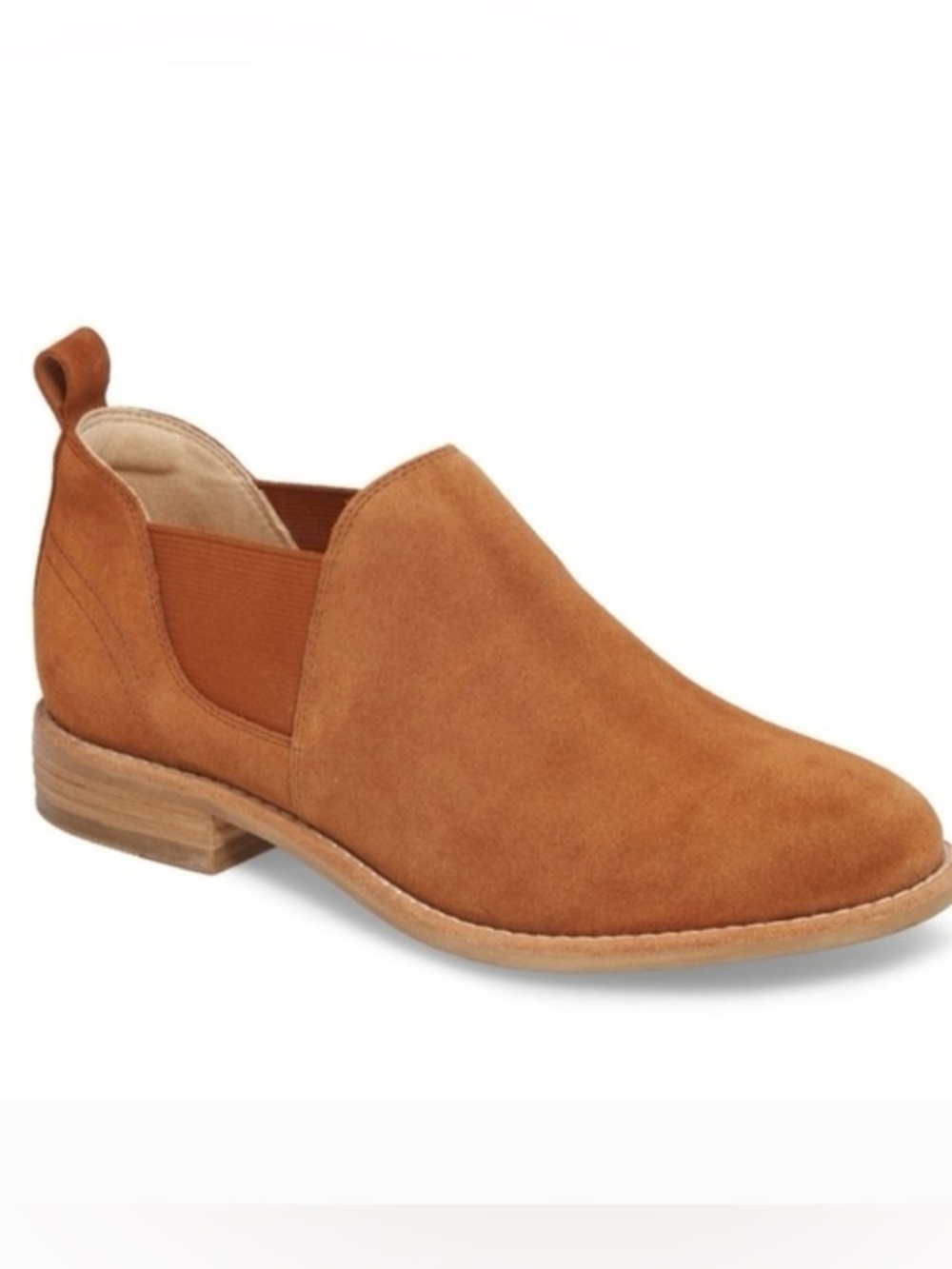 Clarks Suede Leather Slip-on Booties Edenvale Page Chestnut $120 Women's 8
